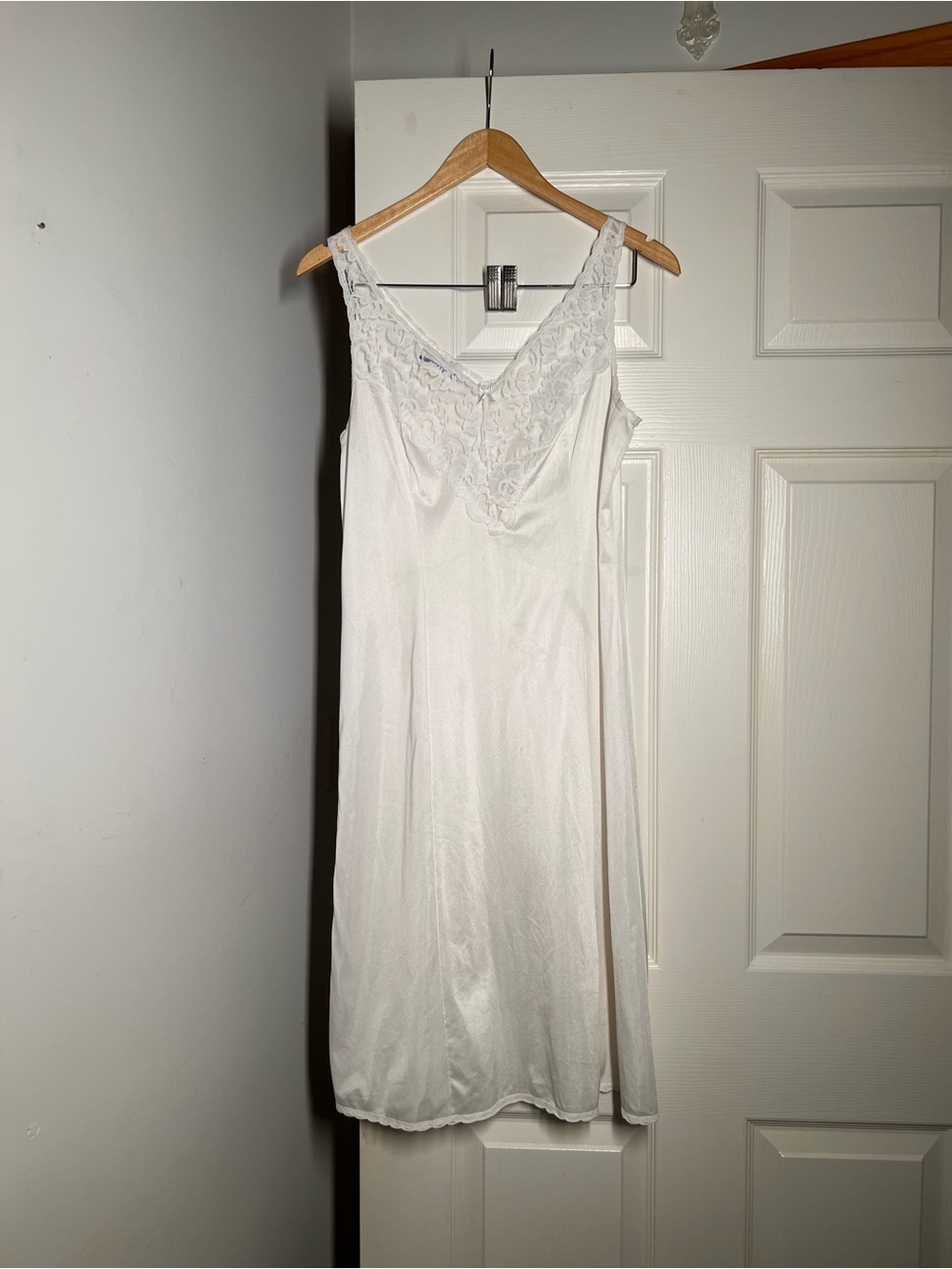 Promod White Lace-Trim Midi Slip Dress